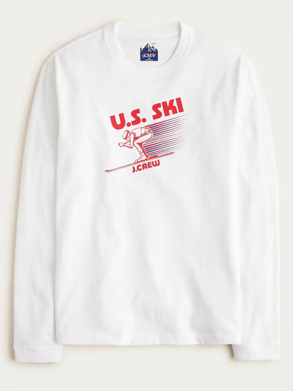BRAND NEW J. Crew U.S. Ski & Snowboard White Long Sleeve Graphic Shirt in Large